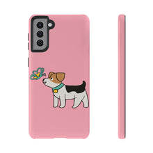 Load image into Gallery viewer, Dog Butterfly Pastel Pink iPhone 13/12/11/10 X/8, Samsung Galaxy S10/S20/S21/S22, Samsung S20 FE/S21 FE, Google Pixel 5/6 Tough Phone Cases
