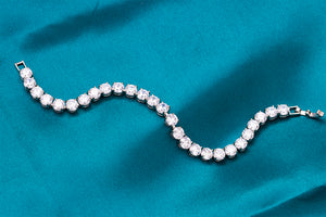 Platinum Plated Round-cut 6mm Faux Diamond Tennis Bracelet, 7 inches