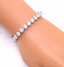 Load image into Gallery viewer, Platinum Plated Round-cut 6mm Faux Diamond Tennis Bracelet, 7 inches
