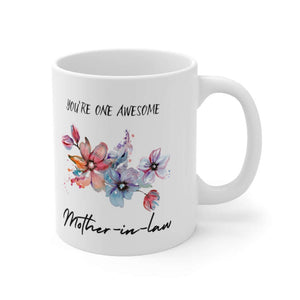 Awesome Mother-in-law Personalized Flower Mug for Mother's Day Gift, 11oz