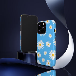 Daisy Bright Sky Blue iPhone 13/12/11/10 X/8, Samsung Galaxy S10/S20/S21/S22, Samsung S20 FE/S21 FE, Google Pixel 5/6 Tough Phone Cases