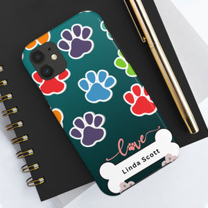 Dog Love Paws Personalized Tough Cover for iPhone 14/13/12/11/10 X/8/7 and iPhone SE Phone Cases