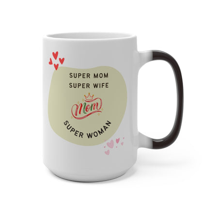 One Cool Mom Magic Color Changing Photographic Personalized Mugs for Super Mother, 11oz and 15oz