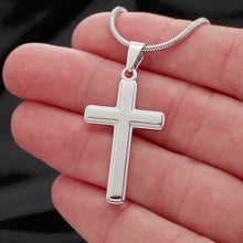 Load and play video in Gallery viewer, Personalized Cross Pendant Stainless Steel Necklace Present for Him or Her in Gift Message Box
