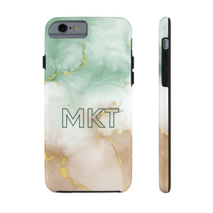 Golden Pastel Green Custom Initials Tough Cover for iPhone 14/13/12/11/10 X/8/7 and iPhone SE Phone Cases