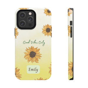 Sunflower Good Vibes Personalized Tough Cover for iPhone 14/13/12/11/10 X/8/7 and iPhone SE Phone Cases