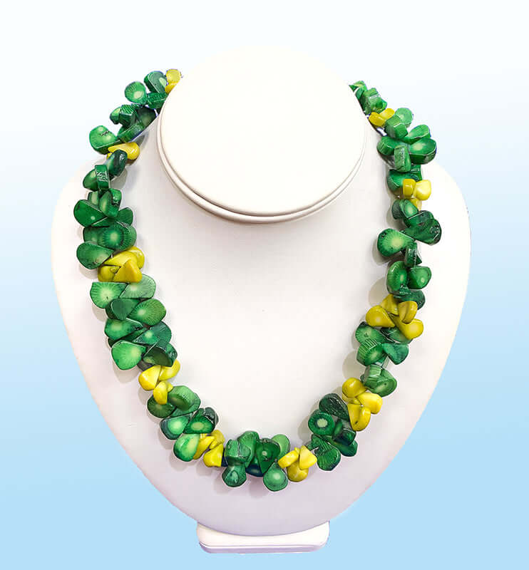 Yellow Green Chunky Statement Necklace for Summer Fashion, 20 inches