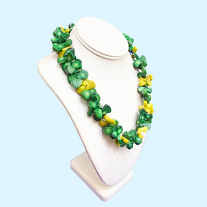 Yellow Green Chunky Statement Necklace for Summer Fashion, 20 inches
