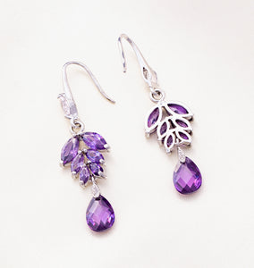 Purple Amethyst Dangle Drop Earrings
