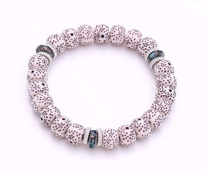Black White Beads Rubber Band Bracelet