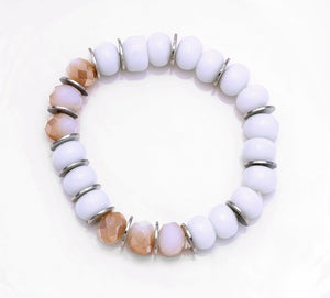 Howlite Bead Stacking Bracelets with Rubber Band