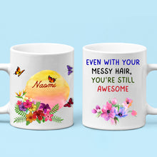 Load image into Gallery viewer, Personalized Flower Butterfly Mug, 2 Sided Custom 11oz Mug
