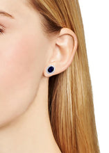 Load image into Gallery viewer, Men&#39;s Women&#39;s Oval Shaped Sapphire Blue Halo Stud Earrings, 10x12mm
