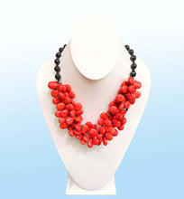 Load image into Gallery viewer, Coral Red Turquoise Bold Statement Necklace, 20 inches
