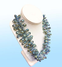 Load image into Gallery viewer, Green-Blue Crystal Multi Strand Chunky Statement Necklace, 22 inches

