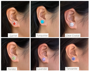 Men's Women's Turquoise Cubic Zirconia Halo Stud Earrings, 11mm