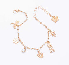 Load image into Gallery viewer, Fashion Ankle Gold Chain Charm Bracelet, 7 1/2 inches
