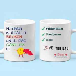 Super-Hero Personalized Mug, Gift for Father, Father’s Day Mug, 2 Sided Custom 11oz Mug