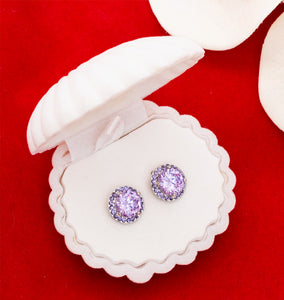 Men's Women's Radiant Lavender Cubic Zirconia Halo Stud Earrings, 11mm