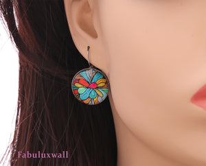 Multi-color Petal Leverback Earrings, 32mm