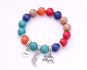 Colorful Beads Charm Elastic Bracelet