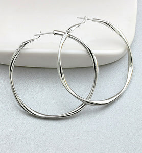 Platinum Hoop Earrings, 49mm