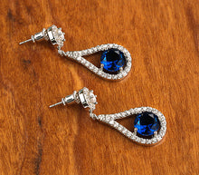 Load image into Gallery viewer, Sapphire Blue Dangle Drop Earrings
