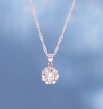 Load image into Gallery viewer, 9mm Cubic Zirconia Brilliant Stone and Hearts Pendant Necklace
