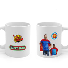Load image into Gallery viewer, Super-Hero Personalized Mug, Gift for Father, Father’s Day Mug, 2 Sided Custom 11oz Mug
