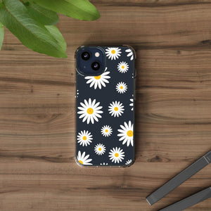 Cheerful Daisy Flowers Transparent Clear Cases for iPhone 12/13 and Samsung Galaxy S21 Phones