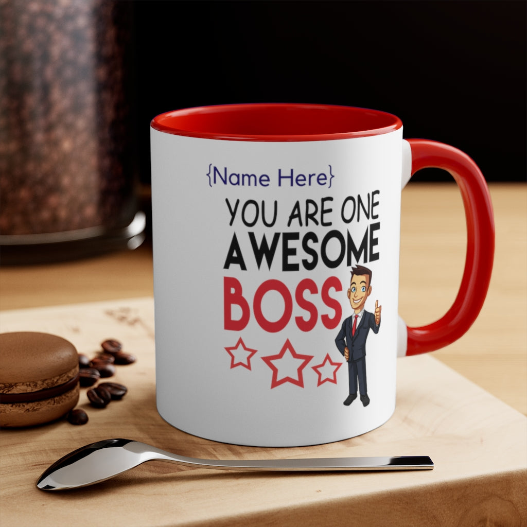 One Awesome Boss 11oz Custom Accent Mug for Him