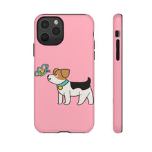 Load image into Gallery viewer, Dog Butterfly Pastel Pink iPhone 15/14/13/12/11/10 X/8, Samsung Galaxy S10/S20/S21/S22, Samsung S20 FE/S21 FE, Google Pixel 5/6 Tough Phone Cases
