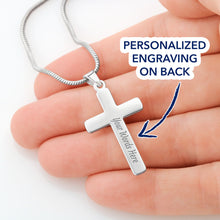 Load image into Gallery viewer, Personalized Cross Pendant Stainless Steel Necklace Present for Him or Her in Gift Message Box
