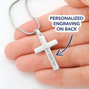 Personalized Cross Pendant Stainless Steel Necklace Present for Him or Her in Gift Message Box