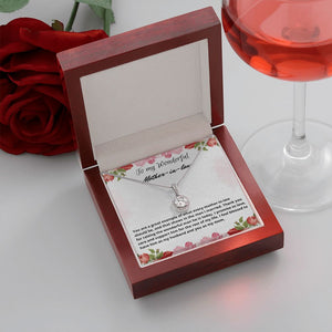Mother-in-Law Pendant Necklace for Birthday, Hypoallergenic Stainless Steel Box Chain Necklace for Mother's Day Gift in Gift Message Box