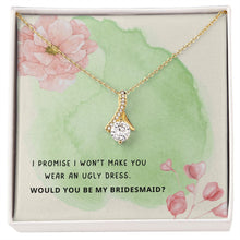 Load image into Gallery viewer, Bridesmaid Proposal for Besties - Ribbon Shaped Beautiful Pendant Necklace in Gift Message Box

