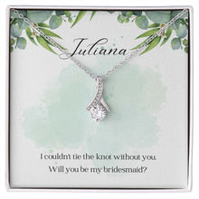 Load image into Gallery viewer, Bridesmaids proposal - Ribbon Shaped Pendant Necklace in Custom Gift Message Box
