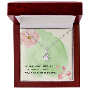 Bridesmaid Proposal for Besties - Ribbon Shaped Beautiful Pendant Necklace in Gift Message Box