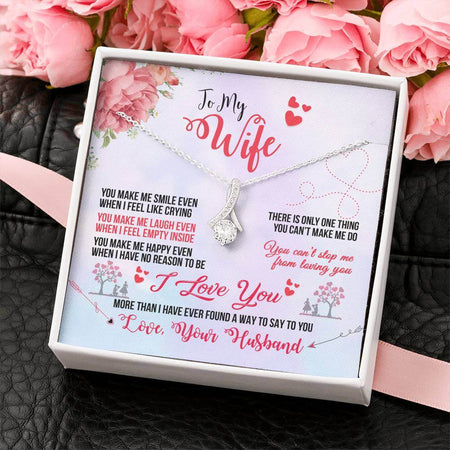 Love You Forever Alluring Ribbon Beauty Pendant Necklace for Wife in Gift Message Box