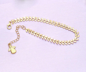 Gold Angel Charm Stacking Bracelet, 7 1/2 inches Chain