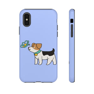 Dog Butterfly Blue Color iPhone 13/12/11/10 X/8, Samsung Galaxy S10/S20/S21/S22, Samsung S20 FE/S21 FE, Google Pixel 5/6 Tough Phone Cases