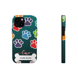 Dog Love Paws Personalized Tough Cover for iPhone 14/13/12/11/10 X/8/7 and iPhone SE Phone Cases