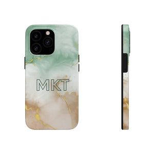 Golden Pastel Green Custom Initials Tough Cover for iPhone 14/13/12/11/10 X/8/7 and iPhone SE Phone Cases