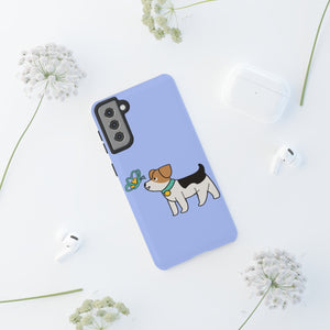 Dog Butterfly Blue Color iPhone 13/12/11/10 X/8, Samsung Galaxy S10/S20/S21/S22, Samsung S20 FE/S21 FE, Google Pixel 5/6 Tough Phone Cases