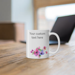 Personalized Flower Butterfly Mug, 2 Sided Custom 11oz Mug
