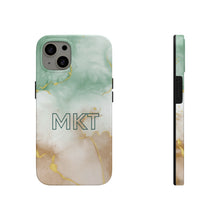 Load image into Gallery viewer, Golden Pastel Green Custom Initials Tough Cover for iPhone 14/13/12/11/10 X/8/7 and iPhone SE Phone Cases
