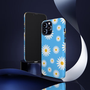 Daisy Bright Sky Blue iPhone 15/14/13/12/11/10 X/8, Samsung Galaxy S10/S20/S21/S22, Samsung S20 FE/S21 FE, Google Pixel 5/6 Tough Phone Cases