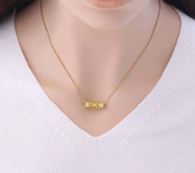 Load image into Gallery viewer, Gold Necklace + Infinity hearts Filigree Barrel Pendant

