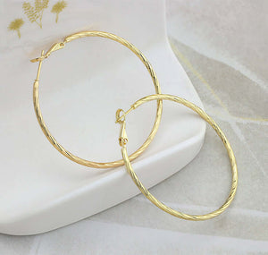 Gold Twisted Hoop Earrings, 50mm