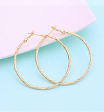 Load image into Gallery viewer, Gold Twisted Hoop Earrings, 50mm
